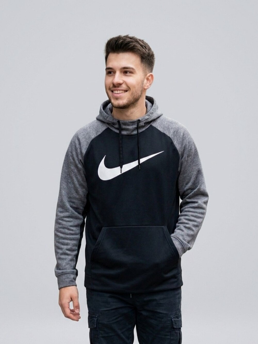 Nike Dri Fit Pullover Hoodie Black & Grey Sz XXL